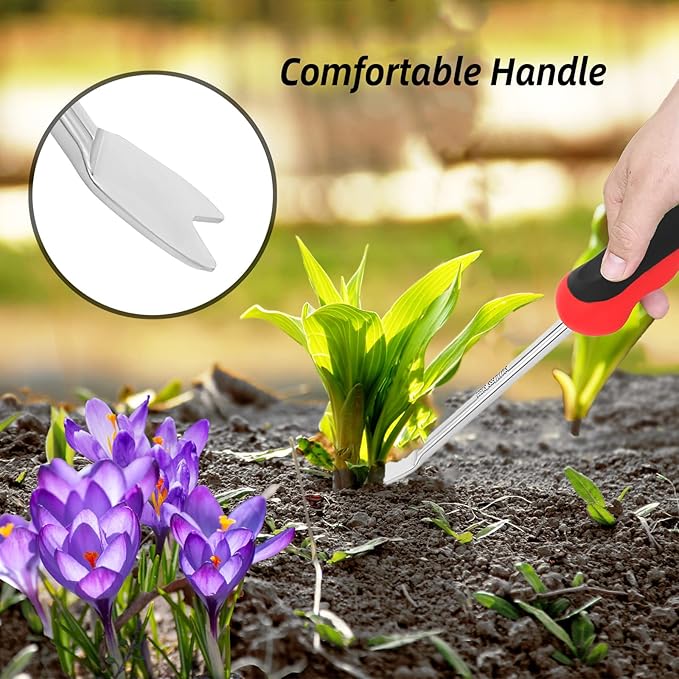 Weed Pulling Tool Weeding Tool with Ergonomic Handle, Stainless Steel Weed Tool Garden Hand Weeder Tools for Lawn Farmland Gardening Gift