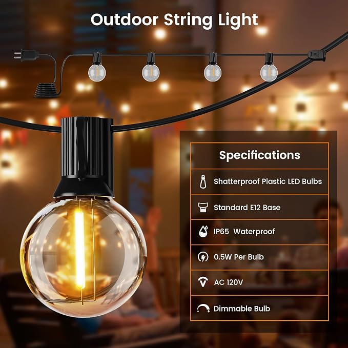 OHLUX Outdoor String Lights, 27FT LED Patio Lights - Image 5