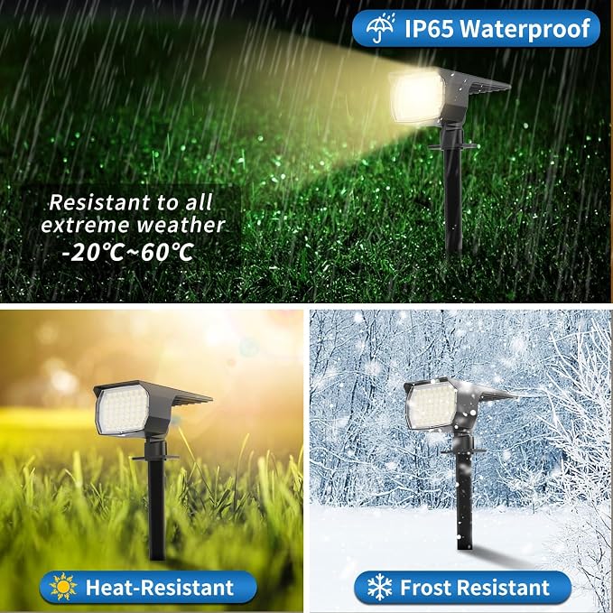 WENATY Solar Spot Lights Outdoor Waterproof IP65, 12 Pack Landscape Spotlights - Image 4