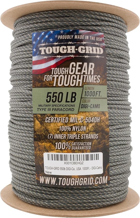 TOUGH-GRID 550 Paracord, Type III Mil-Spec Nylon Rope - 1000 Ft Digi-Camo - Image 3