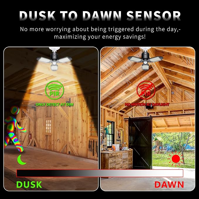 Motion Sensor Garage Light, 80W Motion Activated LED Shop Light - Image 3