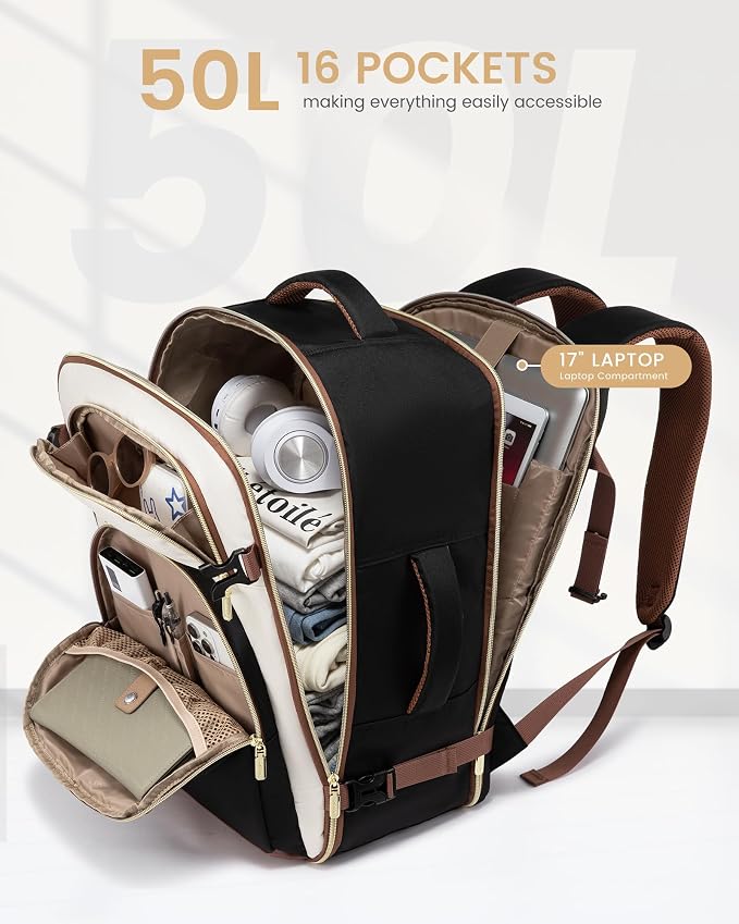 LOVEVOOK Travel Essentials Carry on Backpack 50L Travel Backpack - Image 3
