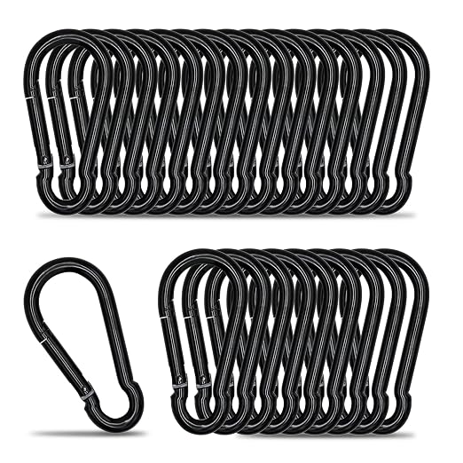 Small Carabiner Clip Hook, 2.36 inch 25 pcs Black Heavy Duty Spring Snap Hook by KINLINK