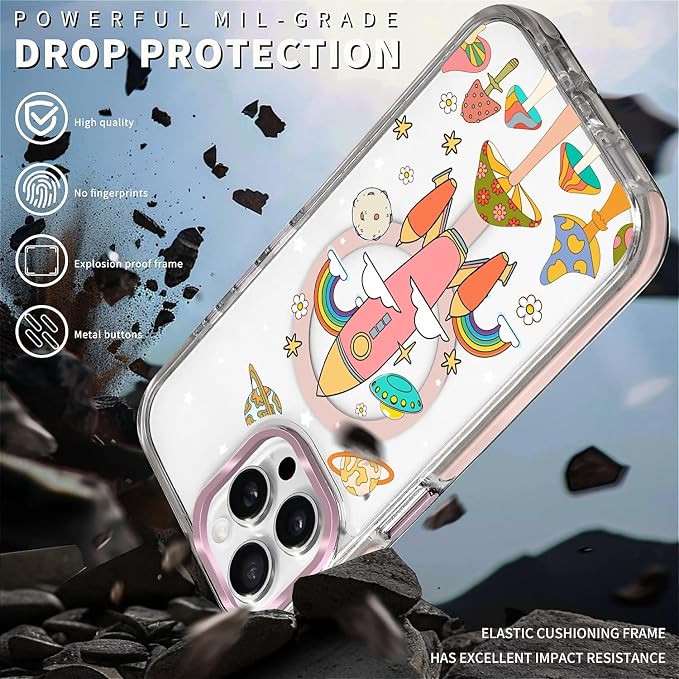 Case for iPhone 13 Pro, Spaceship Mushroom Phone Case Design，for Women Girls - Image 5