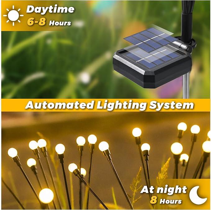 Solar Lights Outdoor-4Pack 32LEDs Solar Garden Firefly Lights Outside, Solar - Image 6