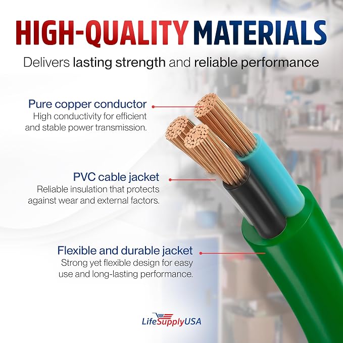 50ft Outdoor/Indoor Extension Cord 14/3 Gauge Heavy Duty 3 Prong SJTW, - Image 4