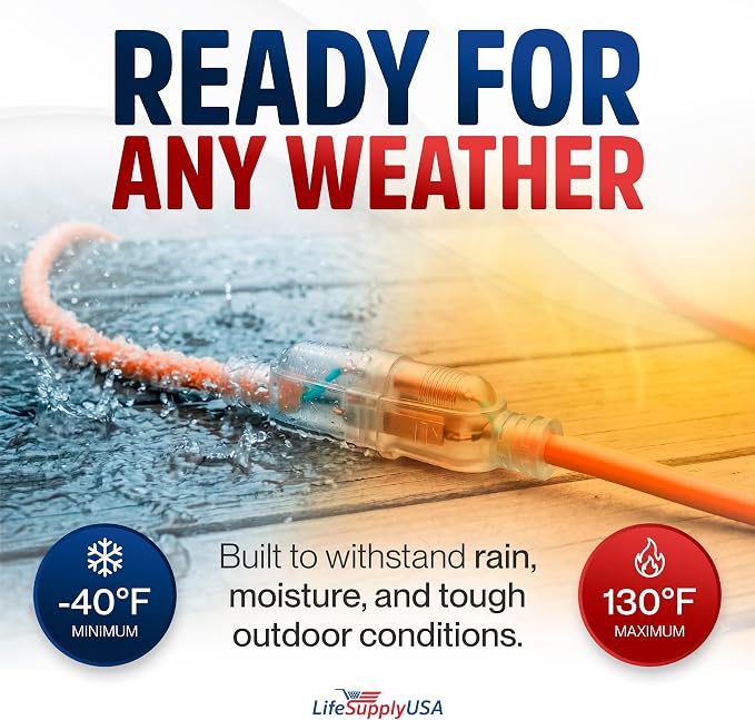 6ft Outdoor/Indoor Extension Cord 10/3 Gauge Ultra Heavy Duty 3 Prong SJTW - Image 5