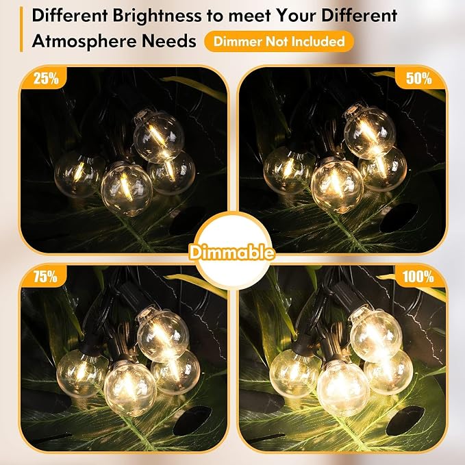 Brightever 200FT Outdoor String Lights Dimmable LED Outside Patio Lights - Image 2