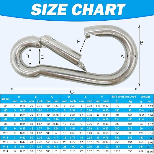 304 Stainless Steel Carabiners -2 inch Heavy Duty, Durable & Rust-Free Clips - Image 7