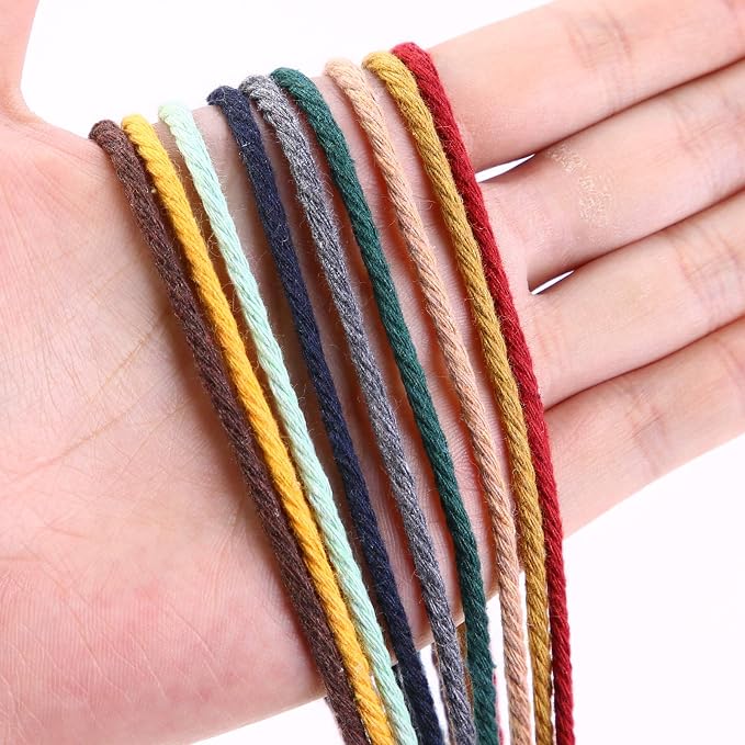 Dark Green Macrame Cord 3mm x 109Yards, Colored Cotton Rope Craft Cord Colorful - Image 2