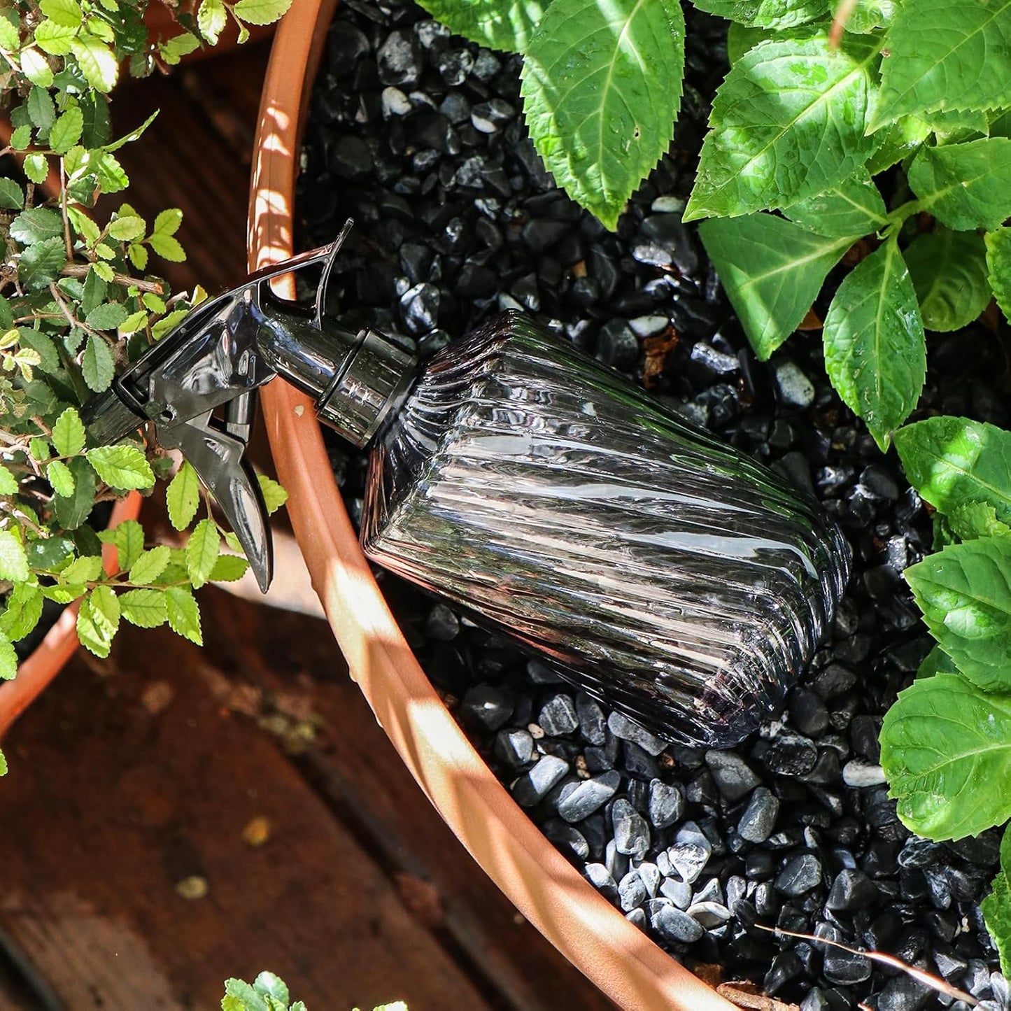 OFFIDIX Fine Mist Plant Mister,Handheld Pressure Glass Spray Bottles,0.45L/15.22oz Watering Can with Adjustable Nozzle for Outdoor Indoor Gardening and Cleaning Work(Diagonal Gray)