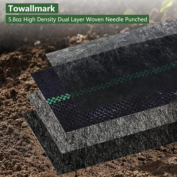 Broadfashion Woven Landscape Fabric 5.8oz, 4 x 300FT Weed Fabric Barrier, Double Layer, Garden Fabric Weed Barrier, Weed Control Fabric Ground Cover, Gardening Mat for Garden Beds, Landscaping