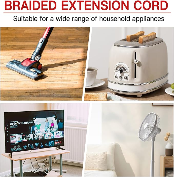 16/3 Braided Extension Cord 20 FT, Braided Extension Cord Flexible & Durable - Image 7