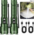 WdtPro LED Rechargeable Flashlight 2 Pack, Super Bright Zoomable 6000 Lumens by WdtPro