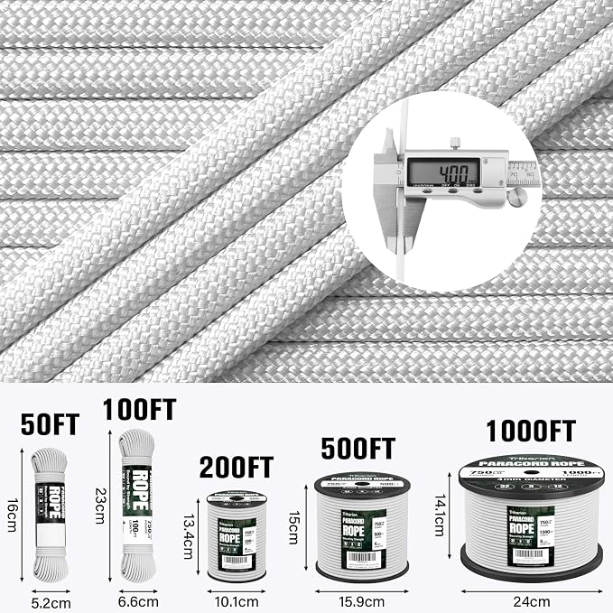 Paracord Rope 750 lb - 200ft 5/32" Parachute Cord 4MM 12-Strand para Cord - - Image 5
