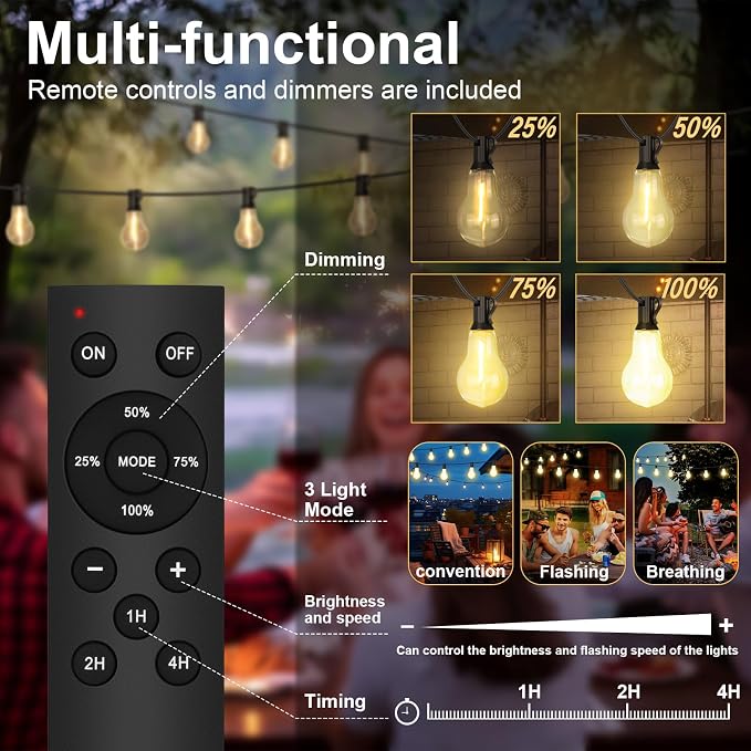 100FT Outdoor String Lights Waterproof - Image 3