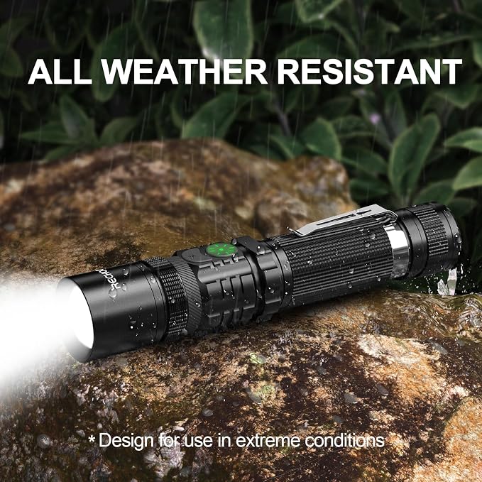 RECHOO Flashlights USB Rechargeable 2 Pack Double Switch S3000L LED Tactical - Image 6