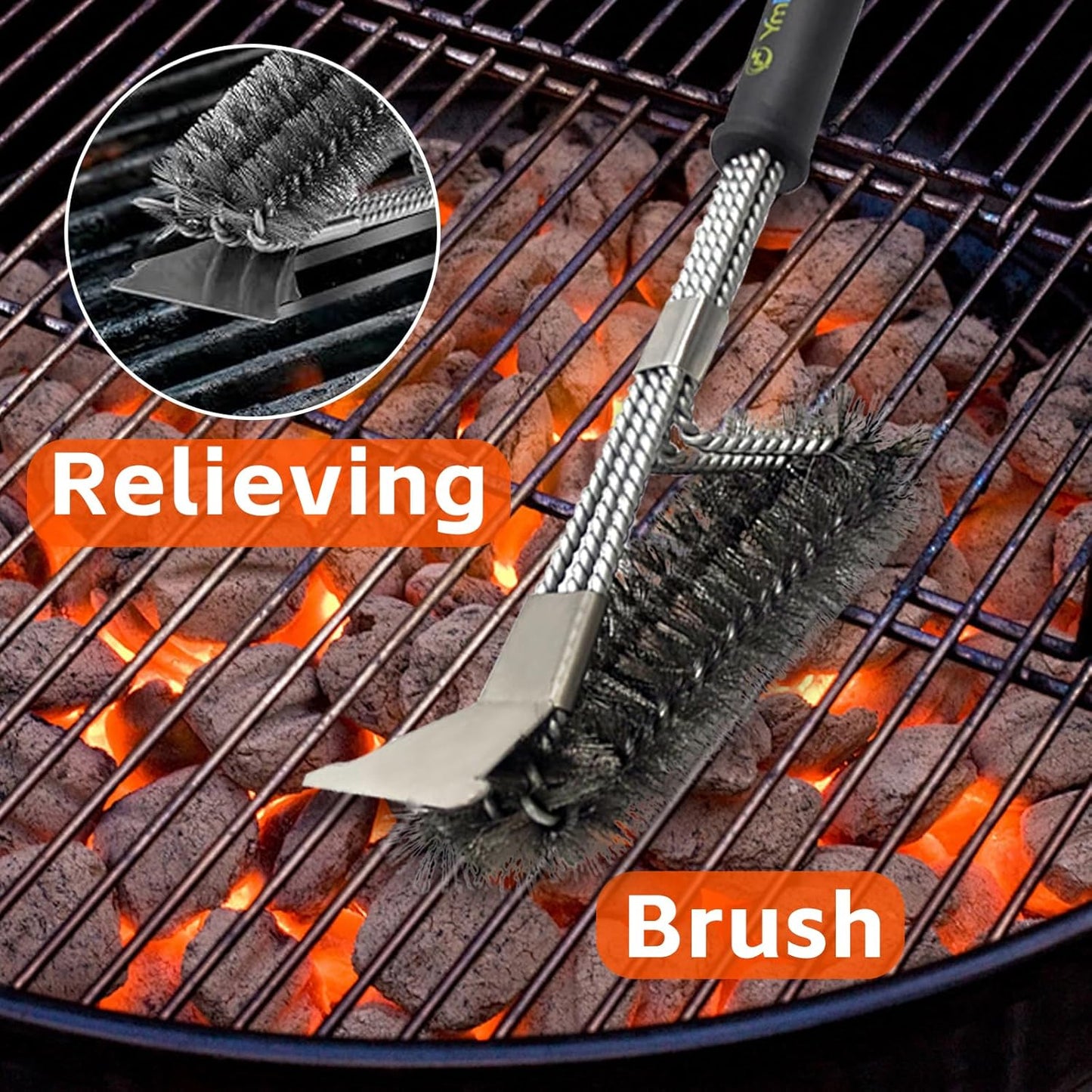 BBQ Grill Brush for Outdoor Grill Safe Stainless Steel Woven Wire Heavy Duty Grill Accessories Cleaning BBQ Accessories, Safe Cleaner Brush Suitable for Gas Charcoal Grilling Grates