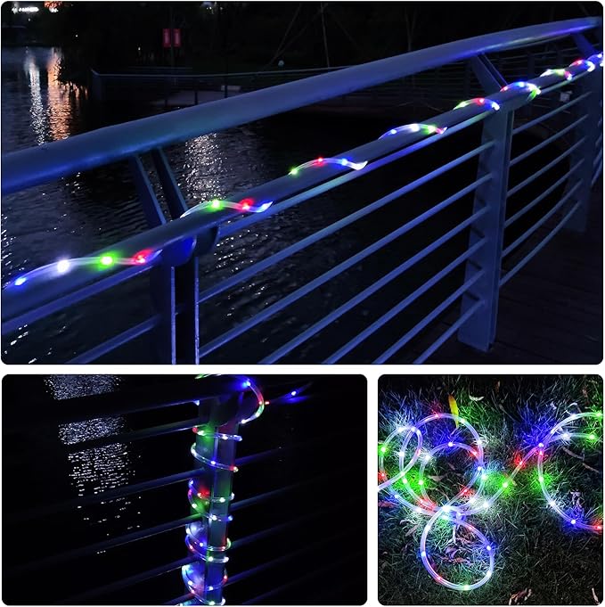 LED Rope Lights for Outside 50Ft Waterproof Led Rope Lighting 214 LEDs 110V 8 Modes Remote Control Timer Led Strip Light for Indoor Outdoor Party Holiday Garden Decoration (Multicolor)