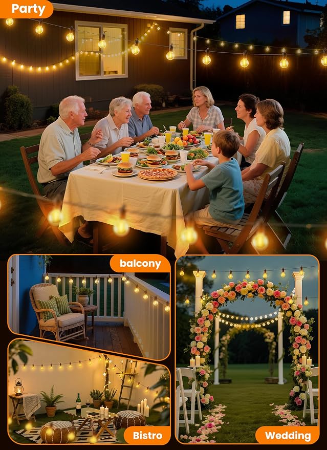 Outdoor String Patio Lights, 50FT 50 LED Patio Lights Waterproof, Connectable - Image 5