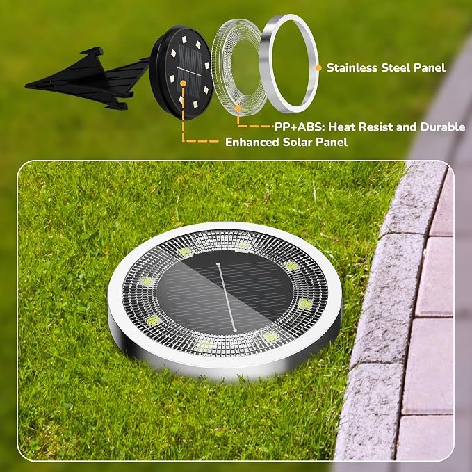 INCX Solar Ground Lights, 24 Pack Solars Light Outdoor Waterproof, Solar Garden - Image 8