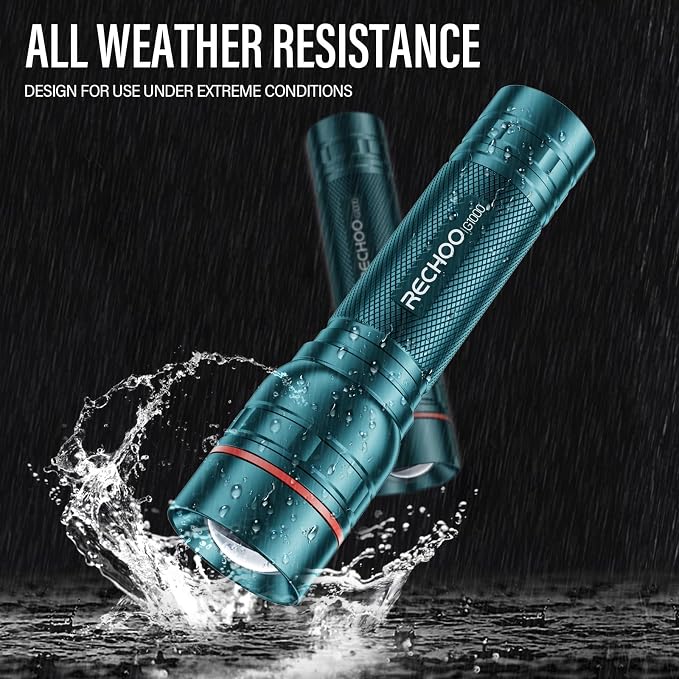 RECHOO Rechargeable Flashlight 1 Pack, Bright Military Grade Torch Light High - Image 5