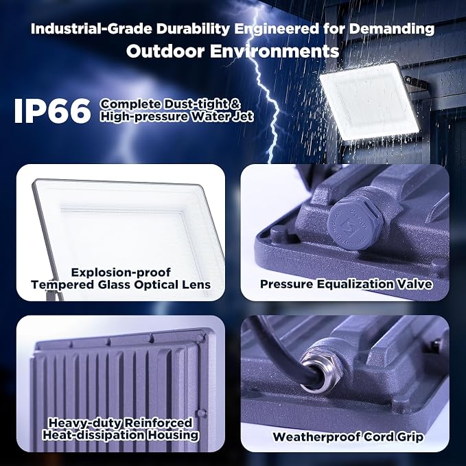 100W 12000LM Flood Lights Outdoor, Bright LED Work Light - Image 5