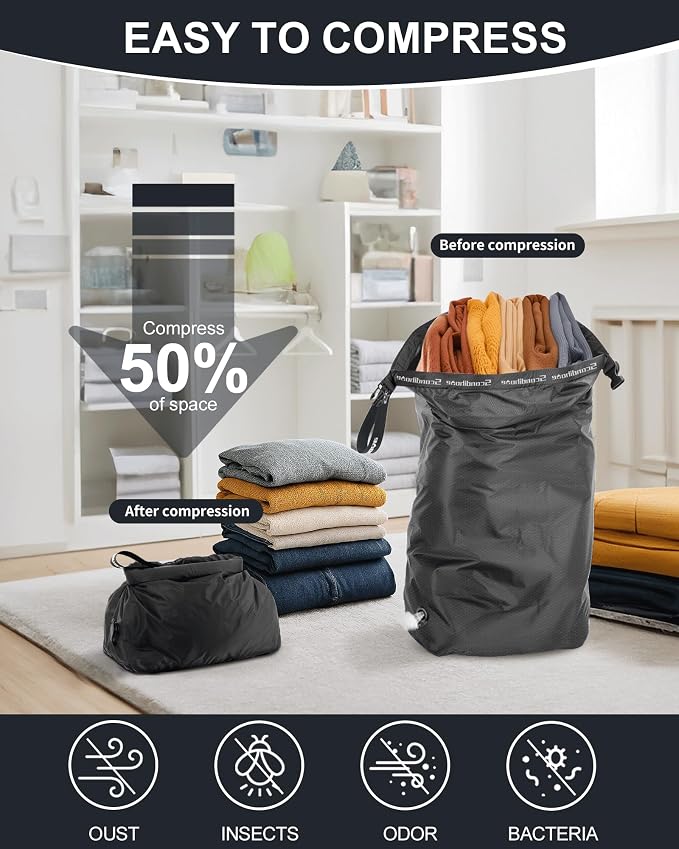Travel Laundry Bag, Pump-Free Vacuum Compression Dirty Clothes Bag, Small - Image 3