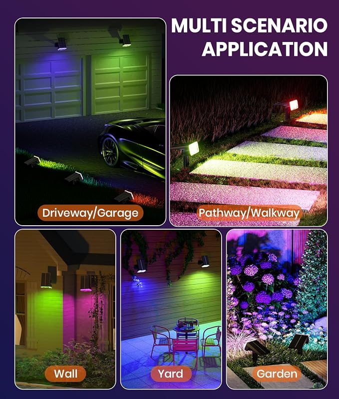 2 Pack - Solar Christmas Lights Outdoor Waterproof, 6 Color Changing Spotlights - Image 7