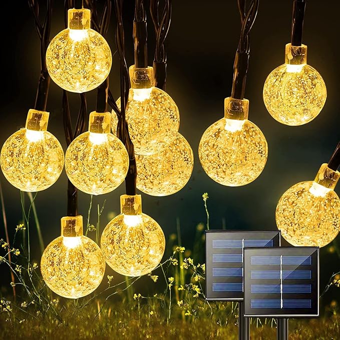 Jedavai Solar String Lights Outdoor 2 Pack 200 Led 80FT Warm White Crystal by LightUpYourLife
