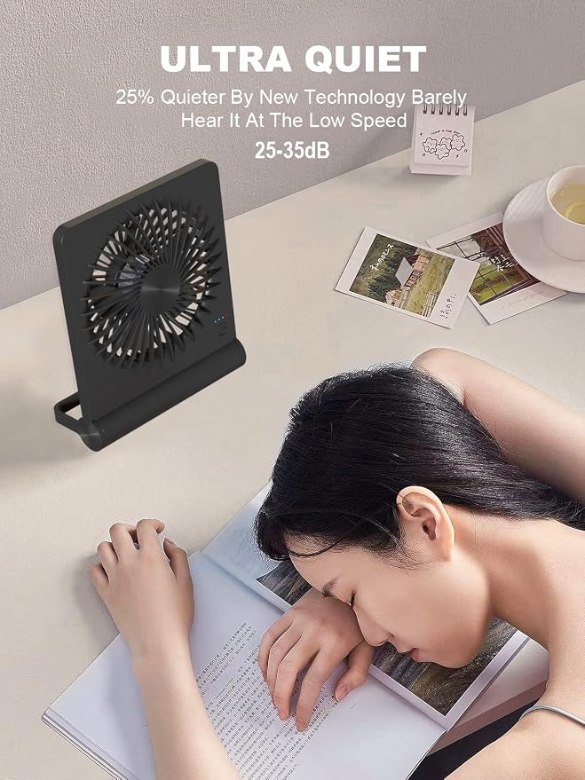 Small Desk Fan, Rechargeable USB Fan Battery Operated, Ultra Quiet, Strong Wind - Image 2