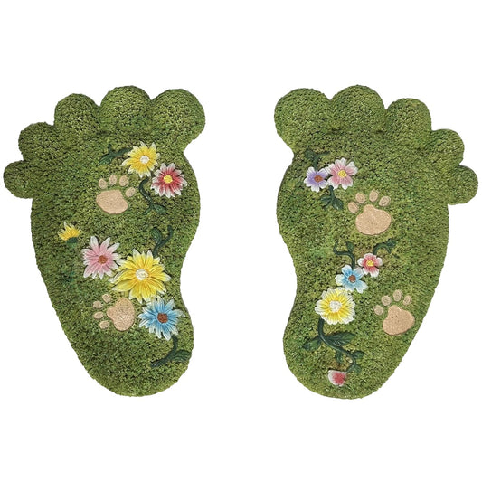 Garden Stepping Stones - Patio Outdoor Decorative Footprint Stones, Lawn Stepping Stones Set, Resin (Set of 2)