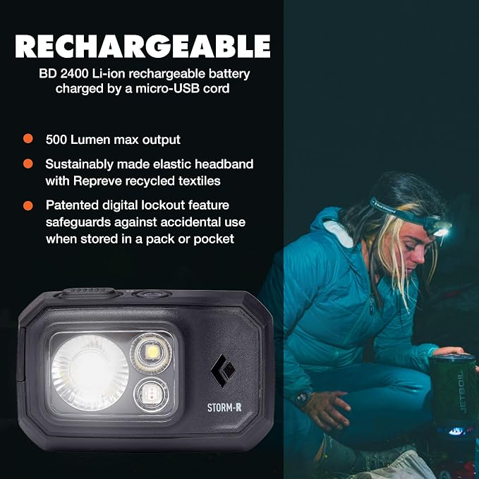 BLACK DIAMOND Storm 500-R Rechargeable Headlamp | 500 Lumens Brightness | - Image 2