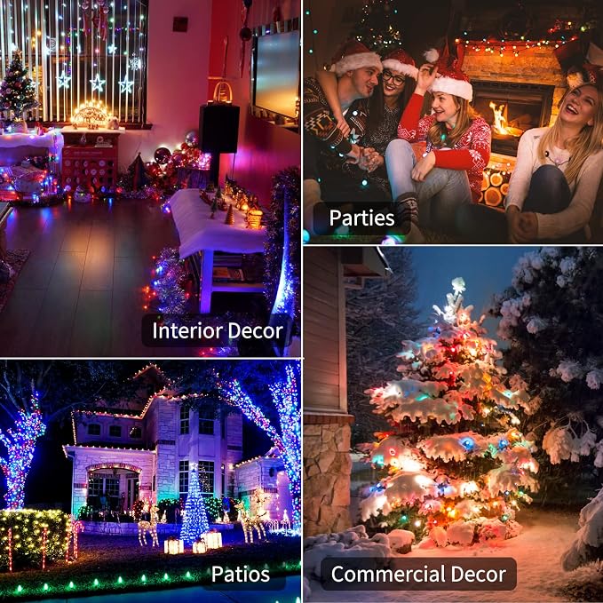 Christmas Lights Battery Operated 4 Pack 8 Feet 20 LED String Lights on Green - Image 6