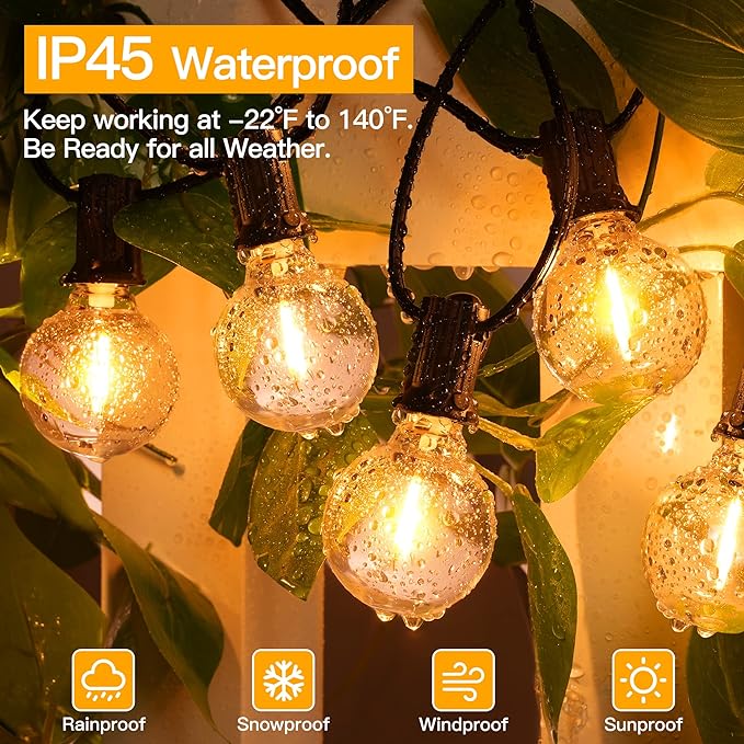 Ollny 100FT Outdoor String Lights, Waterproof Connectable Shatterproof Outside - Image 3