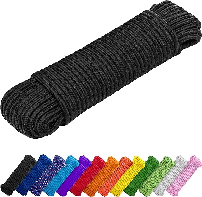 TECEUM Rope – 150 Feet x 1/4 Inch – Black – Strong All-Purpose Utility Rope – by TECEUM