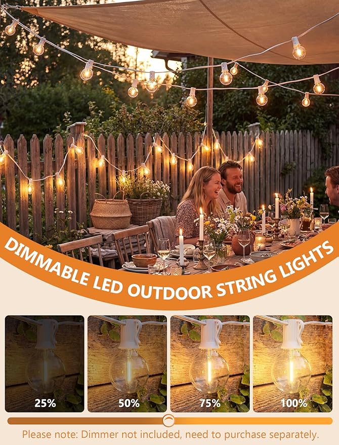 GOOTHY LED Outdoor String Lights Waterproof, 50Ft G40 Globe Patio Light Plug in - Image 4