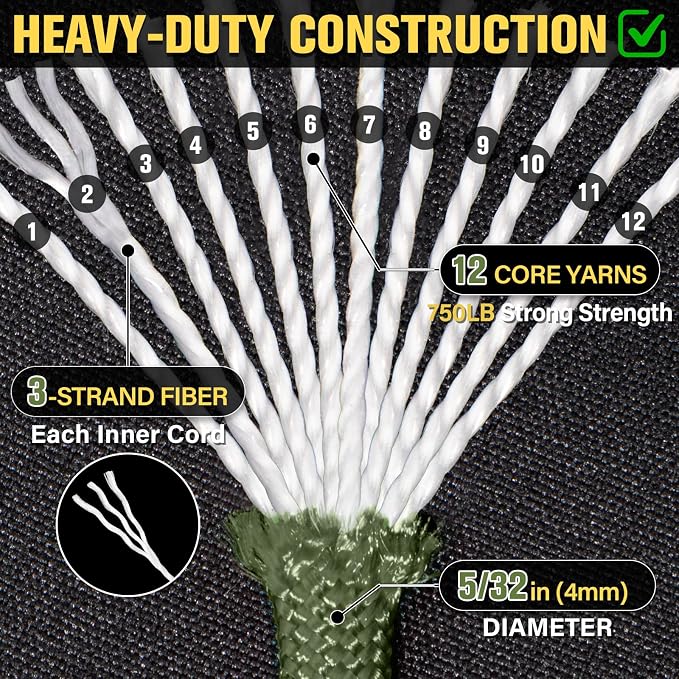 Paracord Rope 750 lb - 1000ft / 500ft / 200ft / 100ft 5/32" Parachute Cord 4MM - Image 2