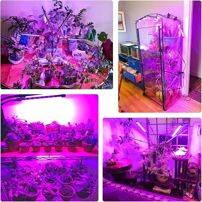 Wolezek Grow Lights for Indoor Plants, 80 LEDs 4 Heads Full Spectrum Red & Blue Plant Light with Clip, Grow Lamp with 6/12/16H Auto Timer, 3 Switch Modes for Seedlings and Succulents