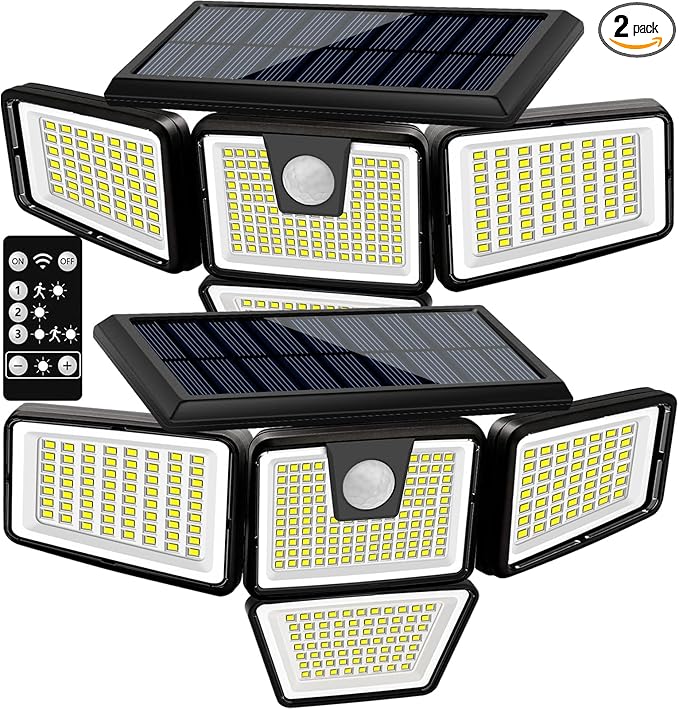AmeriTop Solar Lights Outdoor, 2 Pack 300 LED High Brightness Cordless Solar by AmeriTop