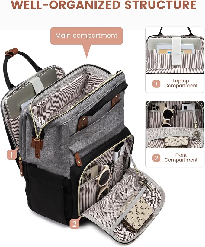 LOVEVOOK Laptop Backpack for Women, 17.3'' Waterproof Nurse Bag Teacher Work - Image 2
