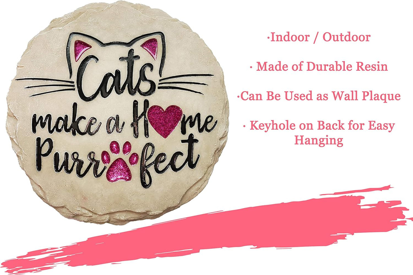 Spoontiques - Garden Décor - Cats Make a Home Purrfect Stepping Stone - Decorative Stone for Garden