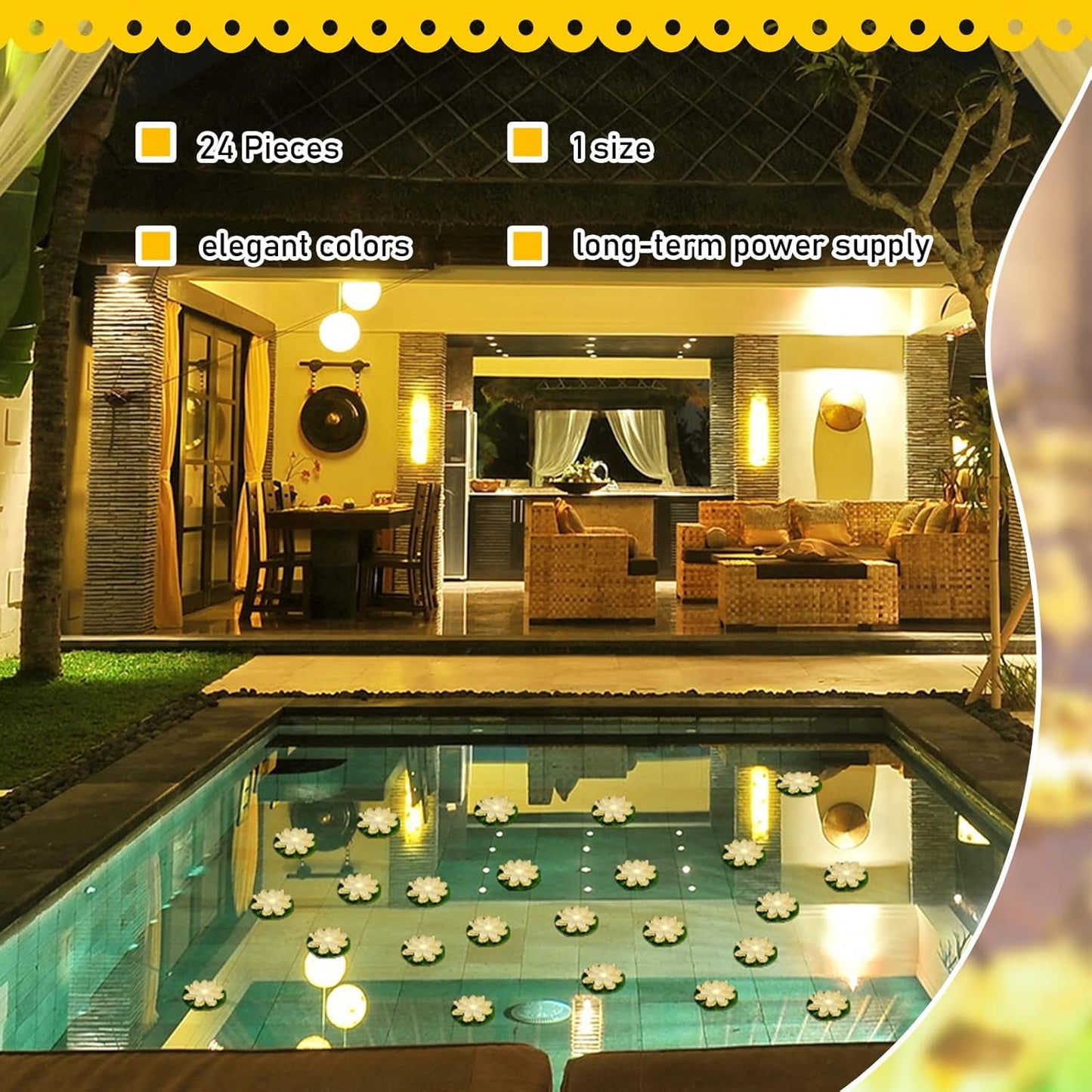 Liliful 24 Pcs Diwali Lotus Decoration Pool Floating Lights, Artificial Flowers Lotus with LED,Lily Pads Water Lantern for Indian Puja Home Decoration(3.94 Inch,White)