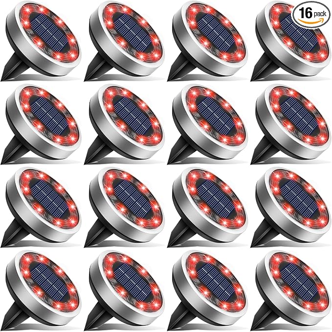 btfarm 16 Pack Solar Lights Outdoor, 8 LED Solar Ground Lights IP65 Waterproof by btfarmdecorativelighting