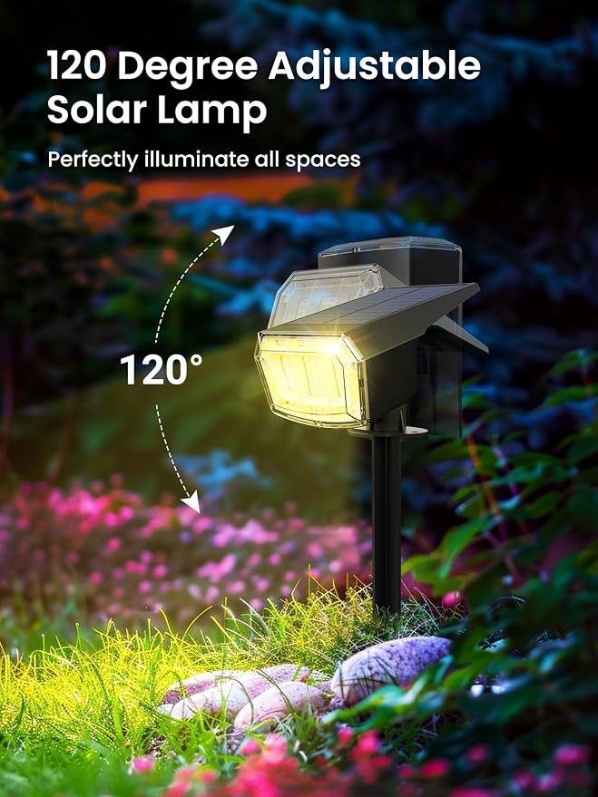 AUDERWIN Color Changing Solar Spot Lights Outdoor, 9 Lighting Modes Colored - Image 5