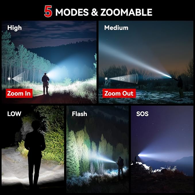 LETMY Tactical Flashlight S2000-2 Pack Bright Military Grade LED Flashlights - Image 4