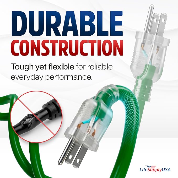 200ft Outdoor/Indoor Extension Cord 12/3 Gauge Extra Heavy Duty 3 Prong SJTW - Image 3