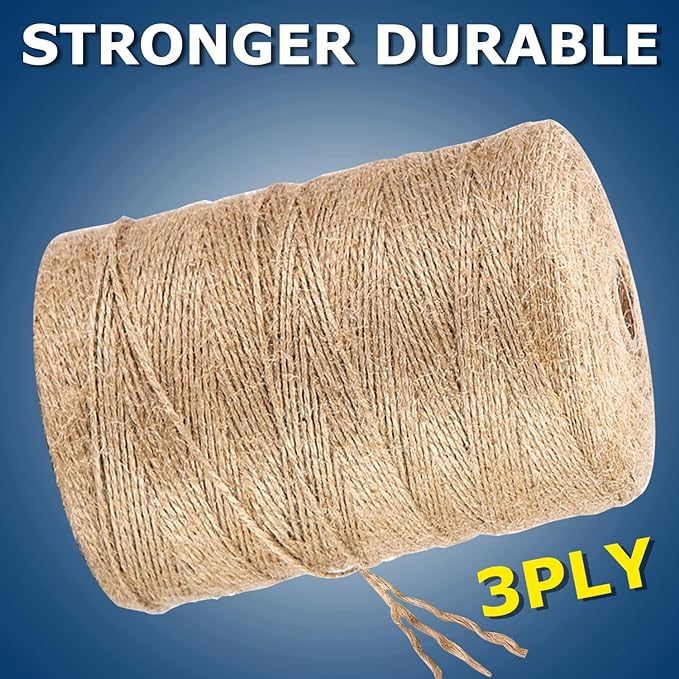 Vanhench 600Feet Natural Jute Twine String, Bulk Hemp Jute Rope Cord Twine - Image 3