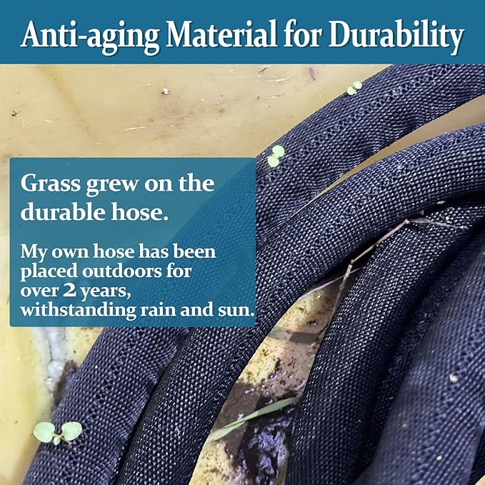 Garden Hose 25ft, Made of TPE(Not PVC), Ultra-Light & Flexible Water Hose with Solid Brass Fittings, Non-Shrinking, Easy to Storage, Drinking Water Safe Material, All-weather, Black, Newbox