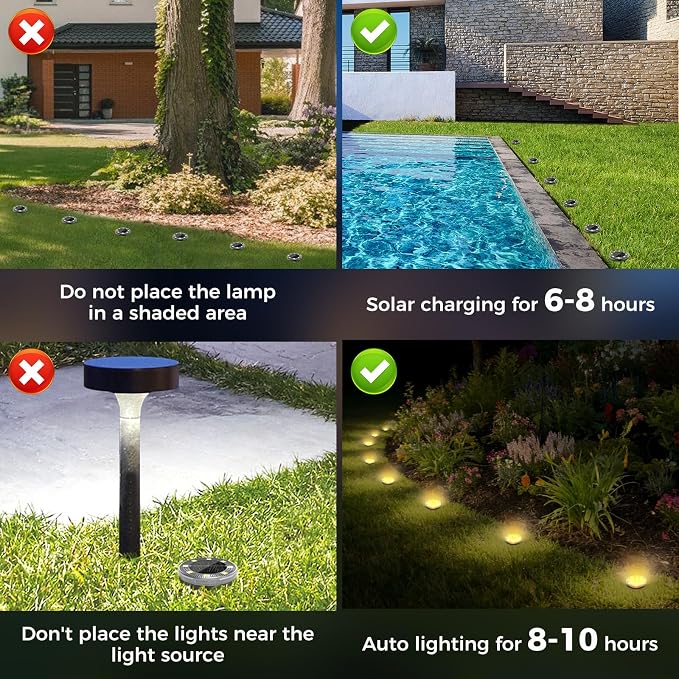 Peasur Mini Solar Ground Lights, 4 Pack Flat Solar Disc Lights Outdoor - Image 9